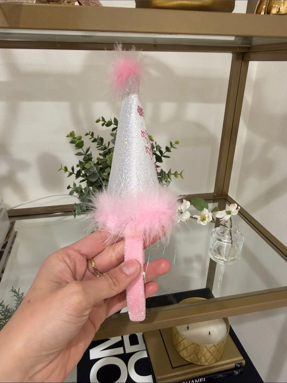 Birthday Princess Pink Glitter Party Hat Headband